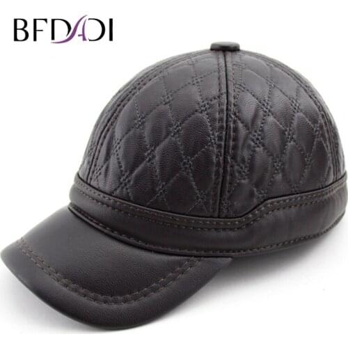 BFDADI High Quality Baseball Cap Men Autumn Winter Fashion Caps Winter Warm Hats Thick Earmuffs Baseball Cap 2 Colors Size 56-61