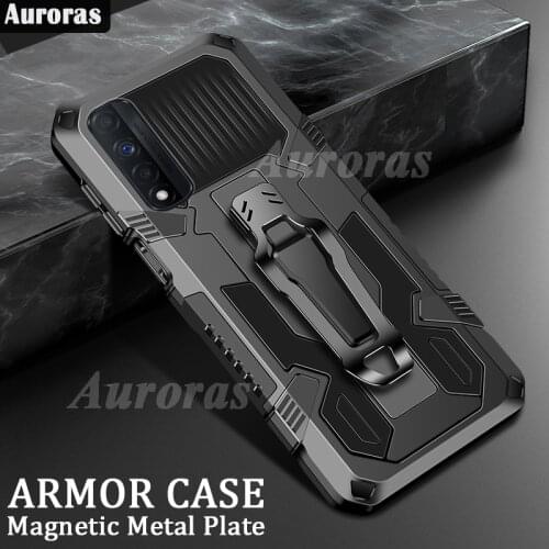 Auroras Case For Realme 7 4G Shockproof Armor Cover Magnetism Holder Back Clip Phone Case For Realme Narzo 30 5G Cover