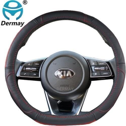 For Kia Morning Picanto X-line 2018 2019 2020 Genuine Leather Steering Wheel Cover Natural Cowhide Auto Accessories