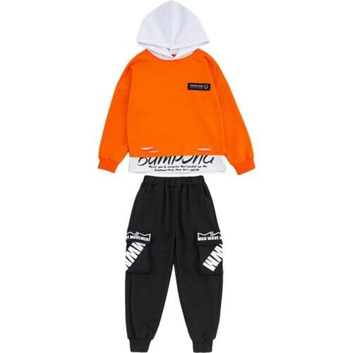 Kids boys spring / autumn suits spell color hooded sweater coat + 2pcs sets of new casual trousers big virgin suit