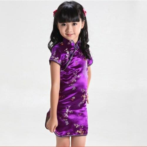 Lovely Floral Baby Qipao Girl summer Dresses Kid Chinese Style chi-pao cheongsam New Year gift Childrens Clothes 0723