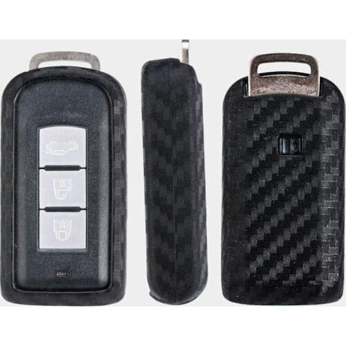 For Mitsubishi Outlander Lancer 10 Pajero Sport ASX RVR L200 Smart Key Carbon Fiber Pattern Silicone Car key Cover Cases