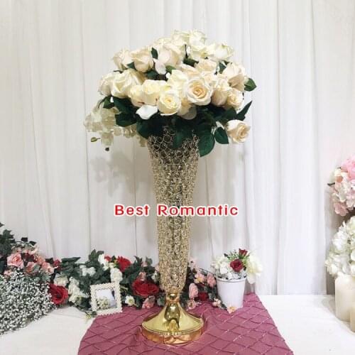 European style 60cm height crystal acrylic beaded wedding centerpieces flower vases table decor for wedding party event decor