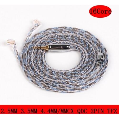 For MMCX Se215 /2pin 0.78/QDC ZSN AS10/ /TFZ Earphone Cable 16Core Braided Upgrade Cable Balance Cable Headset Replacement Cable