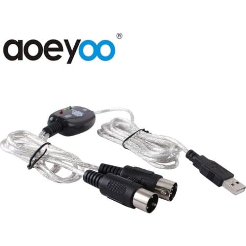 AOEYOO 2M Keyboard to PC USB MIDI Cable Converter PC to Music Keyboard Cord USB IN-OUT MIDI Interface Cable