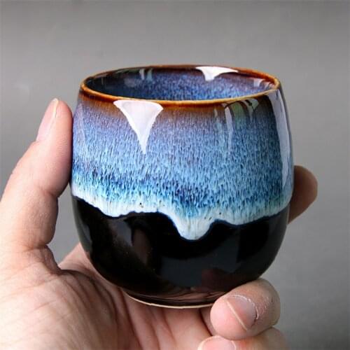 Ceramic Office Kung Fu Teacup Porcelain Chinese Teaware Household Temmoku Glaze Water Mug Creative Kiln Change Master Tea Cup
