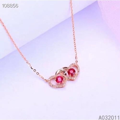 KJJEAXCMY fine jewelry natural ruby 925 sterling silver popular girl gemstone pendant necklace chain support test hot selling