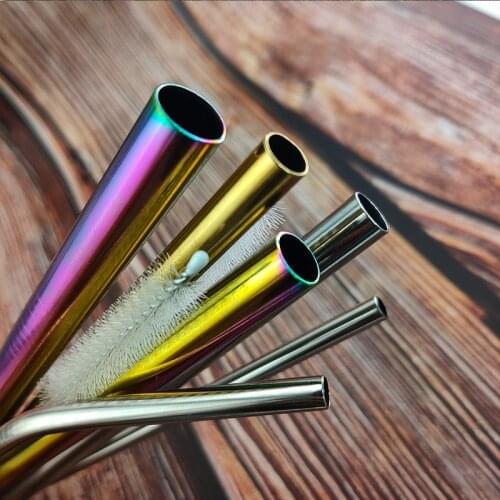 Straws Metal Reusable 304 Stainless Steel Straws Straight Bent Drinking Straw With Case Cleaning Brush Set Party Bar accessory