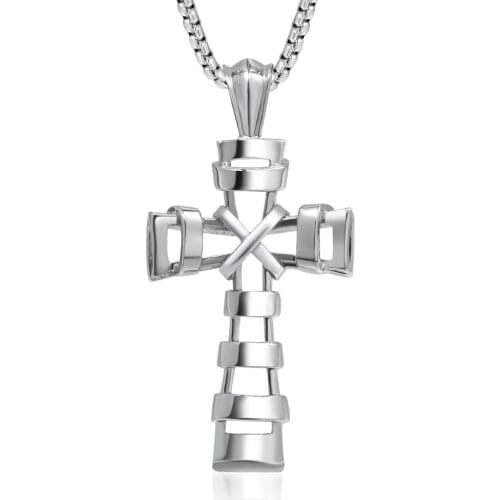 JHSL New Men Big Large Cross Pendant Necklace 50/70cm Stainless Steel Chain Silver Color Fashion Jewelry Gift Dropship