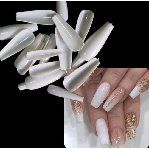 RIKONKA False Coffin/Ballerina Nails 100pcs/Bag Natural/White/Transparent Capsule Ongle Nail Art Manicure Full Nails