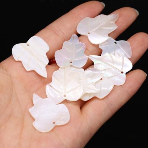 Natural Freshwater White Shell Leaf Pendant Loose Beads Handmade DIY Necklace Bracelet Earring Sweater Chain Bead 23x37mm