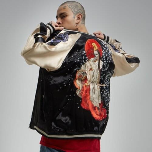 New Yokosuka Reversible double-sided Tattoo artist Skeleton Skull Heavy Work High Quality Fashionable Coats Trousers Baseball