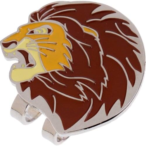 New Alloy Lion Head Golf Ball Marker with Magnetic Golf Hat Clip Golfer Gift
