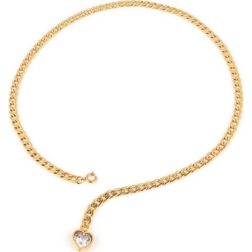 Heart Zircon Necklaces Stainless Steel Necklace For Women Punk Star Square Chain Necklace Gold Long Chain Necklaces Jewelry