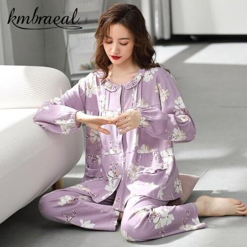Womens Pajamas Spring and Autumn Long Sleeve Summer Women Clothing Thin Pure Cotton Sleepwear Household To Take Big Yards 3XL
