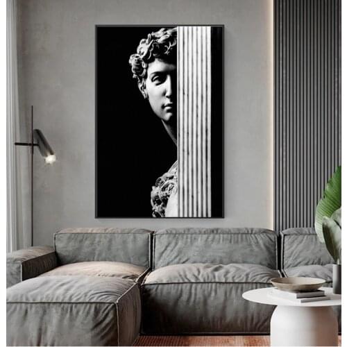 Posters Print Pictures for Living Room Home Decor Vintage David Figure Sculpture Black and White Canvas Paintings Wall Art