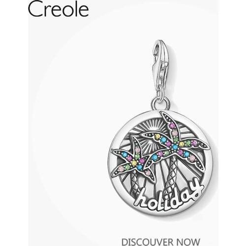 Charm Pendant Palm Tree Tropical Summer Holiday 925 Sterling Silver Fit Bracelet Necklace 2021 New Fine Jewelry For Women Men