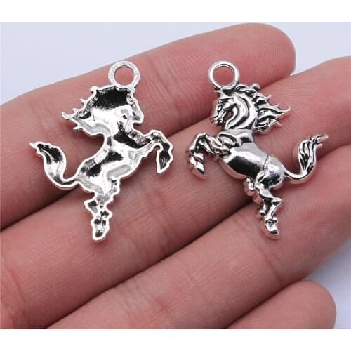 10Pcs 22x20mm Horse Charms For Jewelry Making Hand Made Jewelry Accessories Antique Silver Color Alloy Charms