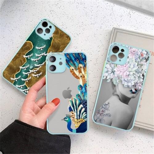 Simple Oriental Art Portrait Pattern Phone Case For iPhone 11 12 Pro Max XR XS Max X 7 8 Plus Frame Camera Protective Back Cover