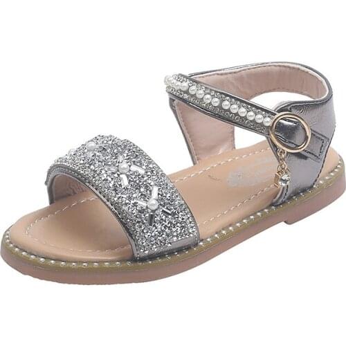 Girls Sandals 2021 New Summer Korean Fashion Foreign Style Kids Baby Princess Shoes Flats for Party Chic Non-silp Shoes Children