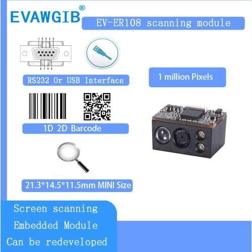 100W Pixels Cheap Embedded Module 1D 2D Bar Code Reader QR Code Scanner OEM Embedded Barcode Scanner Engine Module USB/TTL/232