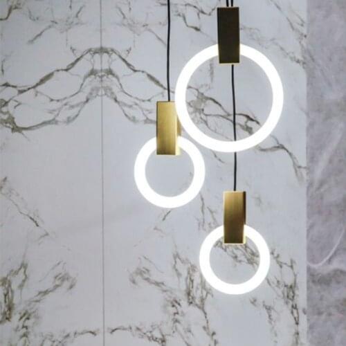 Modern LED Pendant Lights Gold Ring Hanging Lamps Living Room Lights Bedroom Lighting Home Decor Restaurant Cafe Light Fixtures