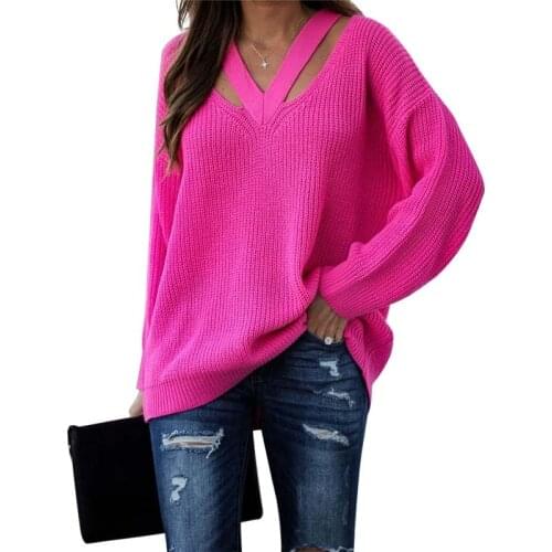Thick Sweater Tops Women Autumn V-neck Long Sleeve Solid Color Office Lady Elegant Streetwear Pullovers And Sweaters