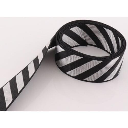 Webbing Ribbon Belt Strap 25mm Fabric webbing Collar strap Black and white Handbag ribbon Strap Nylon Stripe Ribbon Tote Strap