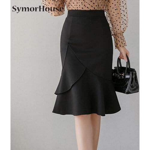 Plus Size Sexy Mermaid Skirt Women 2021 New High Waist Black Skirts Sexy Elegant Office Ladies OL Red Bodycon Skirt Female