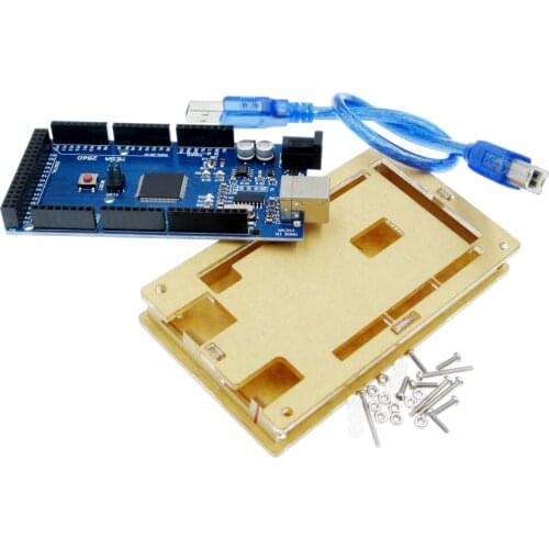 1SET Hot Mega 2560 R3 Mega2560 ATmega2560-16AU CH340G Board + Acrylic Case + USB Cable Compatible