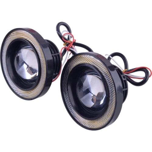 2pcs Car 1200LM White & Yellow Round COB LED Fog Light Angel Eye Halo Ring DRL Lamp 12V 30W Fit for Universal