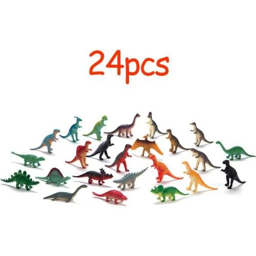 24pcs/set Mini Animal Model Of Dinosaur World Figure Action Toy Set Cartoon Simulation Animal Plastics Collection Toy For Kids
