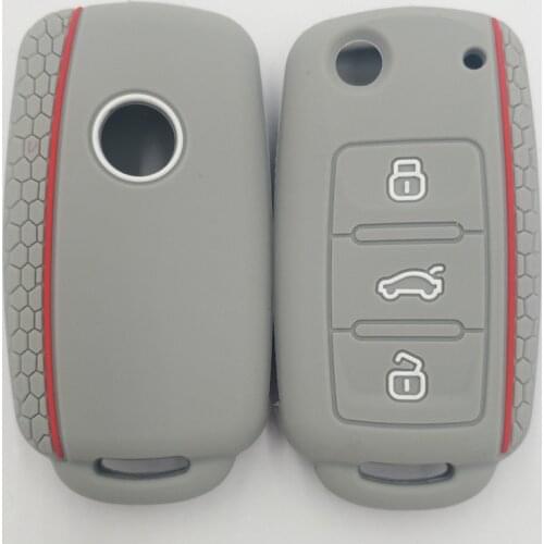 3PC Skin Pouch Silicon FOB Case For VW MK4 Bora Golf Passat Polo Bora Touran 2 Button Flip Key For Seat Altea Alhambra Skoda