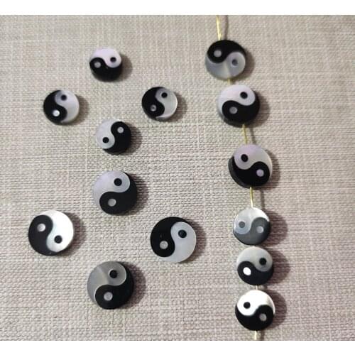 30 pcs lots shell bead Chinese Feng Shui Bagua Yin Yang Gossip Tai chi Lucky Evil Spirits Fashion making Jewelry Accessories