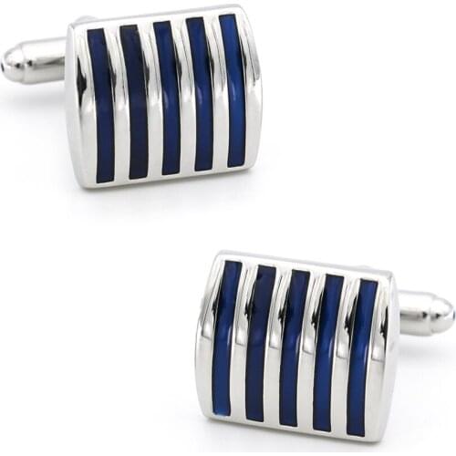 4 Colors Option Mens Stripes Enamel Square Cuff Links Copper Material