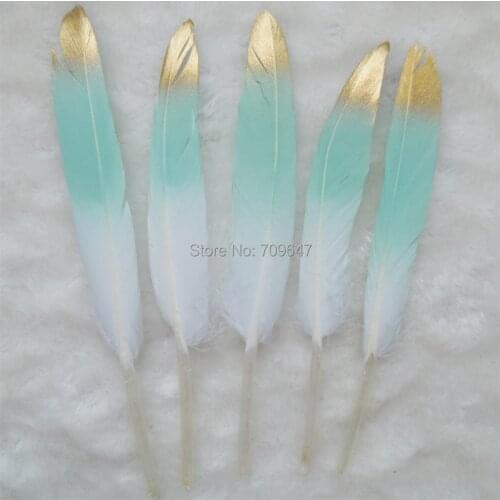 50pcs/lot!Gold Dipped Feather 9-15cm Feathers Hair Feathers Craft Supplies Wholesale Feathers Gold/Mint Green/White Colour
