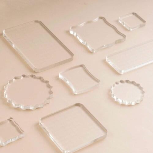 Acrylic Clear Stamping Blocks Tools Transparent Seal Stamp with Grid Lines for DIY Scrapbooking Photo Album Decorative Craft