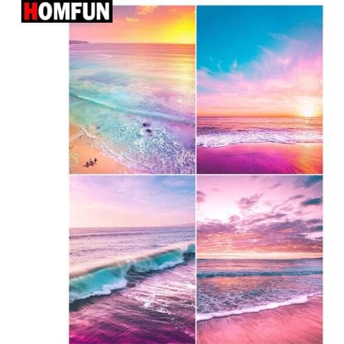 HOMFUN DIY Diamond Painting "Sea sky colored" Full Drill Square Round Diamond Embroidery 5D Cross Stitch Decoration Home