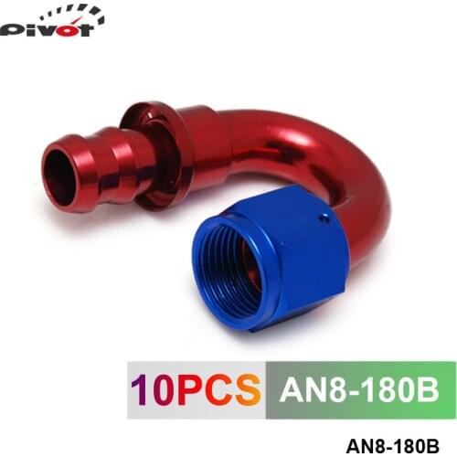 AN8 180 Degree push on Oil Fuel Line Hose End Fitting AN8-180B