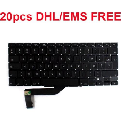 Free DHL/EMS 20pcs AZERT Keyboard For Macbook Pro Retina 15" a1398 French FR Keyboard Year 2012 mc975 mc976