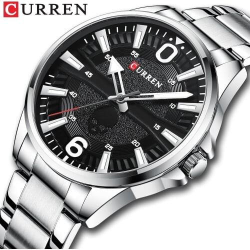 Silver Classic Quartz Wristwatch CURREN Top Men Luxury Business Watches Personality Fashion Stainless Watchproof Clock Male 8389