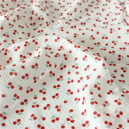 Double Gauze Fabric Cotton Crepe Small Cherry Bubble Yarn Childrens Trousers