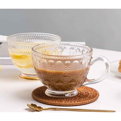 Mugs Ins Embossed Breakfast Milk Coffee Glass Cup For Home Breakfast термокружка tazas de café Coffee Drinkware Cups