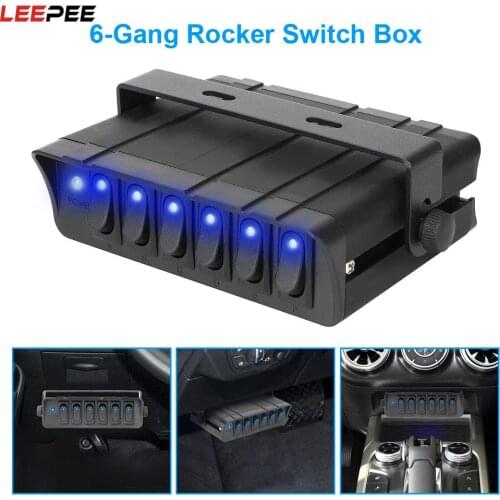 LEEPEE 6 Gang Toggle Controller Panel 12V Switch Box Rocker For Truck JEEP Offroad RV Aluminum with LED Light Indicator