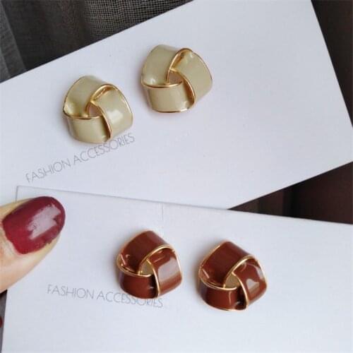 Only beautiful geometric shape small stud earrings contracted creative personality retro earrings jewelry accessories