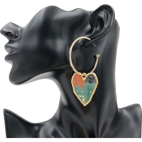 Statement Gold Color Exaggerated Heart Pendant Drop Earrings for Women Girls Fashion Jewelry Gift