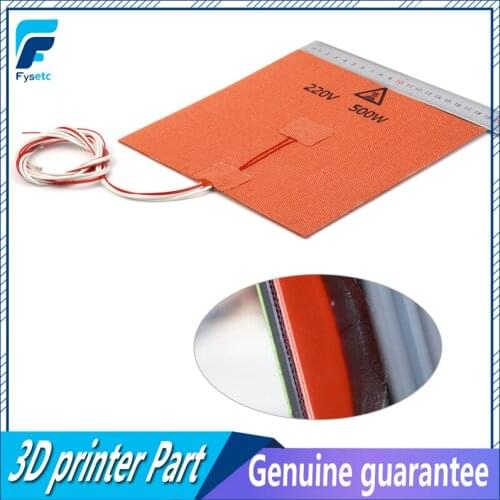 USA Material! 1PC Silicone Heater Pad 200X200mm 220V 500W With Thermistor Sensor 3M Adhesive For Cube Prusa i3 3D Printer