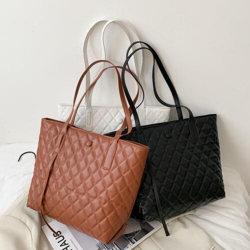 Fashion Exquisite Shopping Bag Casual Leather Shoulder Totes Lattice Pattern Women Big Capacity Top-handle Bags