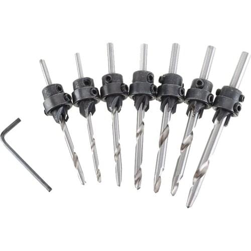 1set Countersink Tapered Drill Bit Screw Set Wood Pilot Hole Drills Woodworking Countersinks Drilling Bits