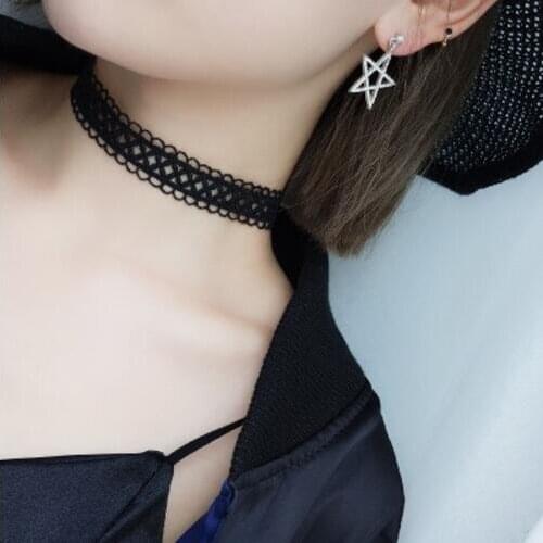 New cheap Black X Lace Velvet Choker Necklace punk Retro Gothic Elastic Chocker Necklaces For Women Gift free shipping